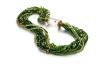 Collier Chromdiopsid, Peridot, Mandarin Granat, 925/- Silber goldplattiert, Bergkristall Schließe grav. , Safir